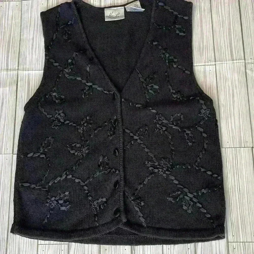 Kathie Lee Collection Black Floral Vest